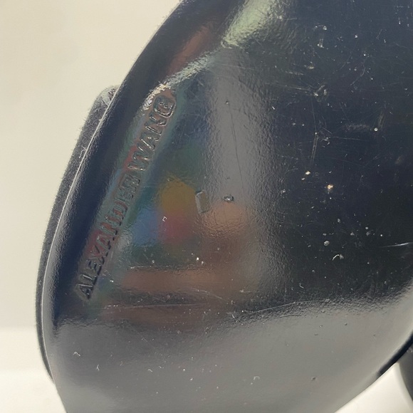 ✨ ALEXANDER WANG “Alla” Suede Peep toe wedge booties with silver cutout plate - Picture 11 of 13